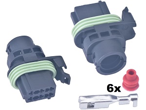 6-polige brandstofpompconnector met draadafdichtingen en aansluitingen 6-polige brandstofpompconnector met draadafdichtingen en aansluitingen