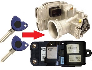 Piaggio Vespa Gilera Peugeot 2x chip key programmeren → unit of gasklephuis Piaggio Vespa Gilera Peugeot 2x chip key programmeren → unit of gasklephuis