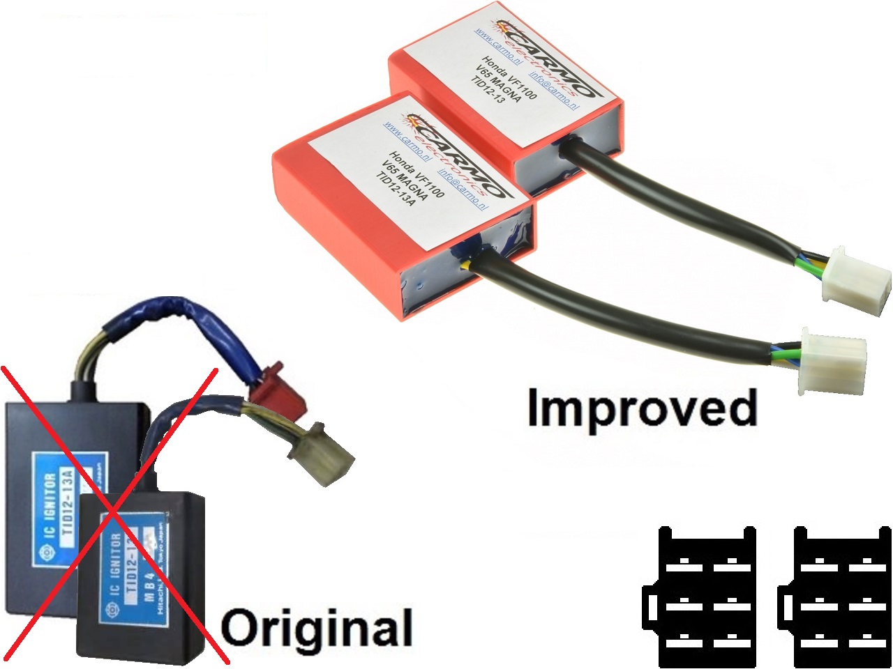 Honda VF1100 V65 Magna CDI unit ECU ontsteking (MB4, TID12-13, TID12-13A) 2x