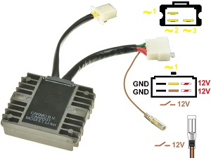CARR531-Z1300-A4-A5 Kawasaki Z1300 KZ1300 A4 MOSFET Spanningsregelaar gelijkrichter (SH541-12) CARR531-Z1300-A4-A5 Kawasaki Z1300 KZ1300 A4 MOSFET Spanningsregelaar gelijkrichter (SH541-12)