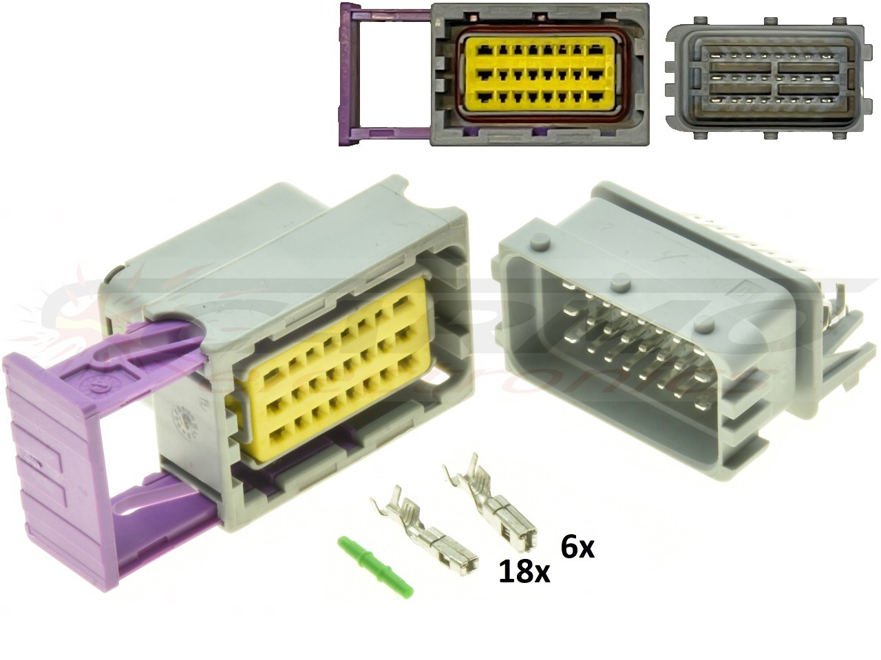 24 voudige ECU CDI ECM motorfiets stekker aansluiting set grijs - mannetje vrouwtje compleet 211PC249S8005 - Klik op de afbeelding om het venster te sluiten