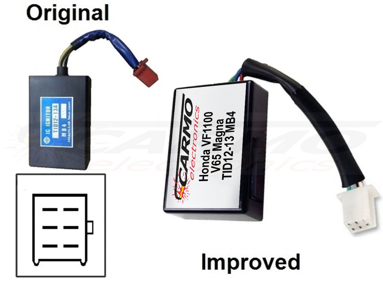 Honda VF1000 VF1000F VF1000R Interceptor SC15 CDI unit ECU ontsteking (AKBZ29, MB4, MB6, TID12-13-17-23) 2x - Klik op de afbeelding om het venster te sluiten