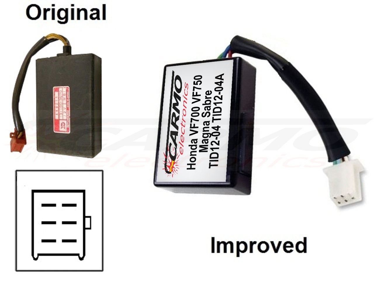 Honda VF700 VF750 V40 V45 Magna Sabre Interceptor CDI unit ECU ontsteking (TID12-04(A), 131100-, AKBZ) - Klik op de afbeelding om het venster te sluiten