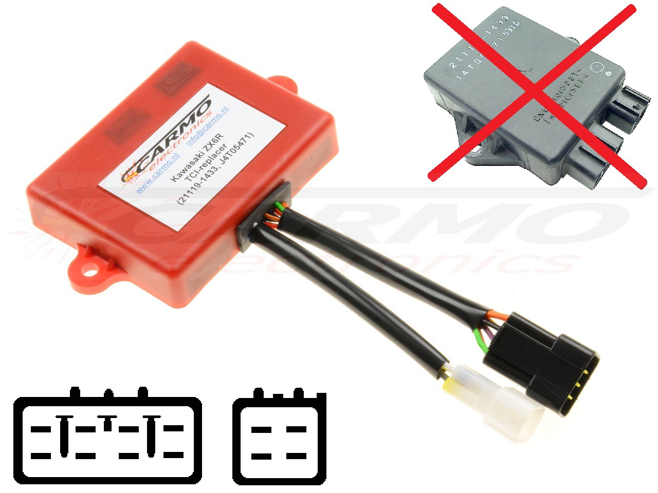 Kawasaki ZX6R ZX-6R Ninja ZX600F CDI unit ECU ontsteking (21119-1433, J4T05471) - Klik op de afbeelding om het venster te sluiten