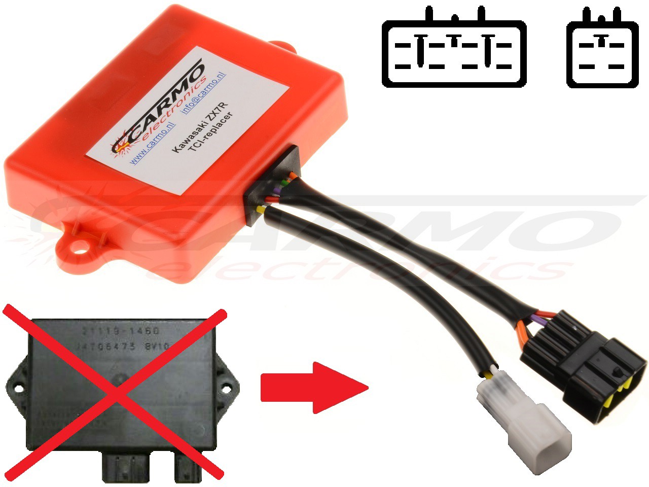 Kawasaki ZX7R ZX750 Ninja CDI unit ECU ontsteking (21119-1460, 21119-1462) - Klik op de afbeelding om het venster te sluiten